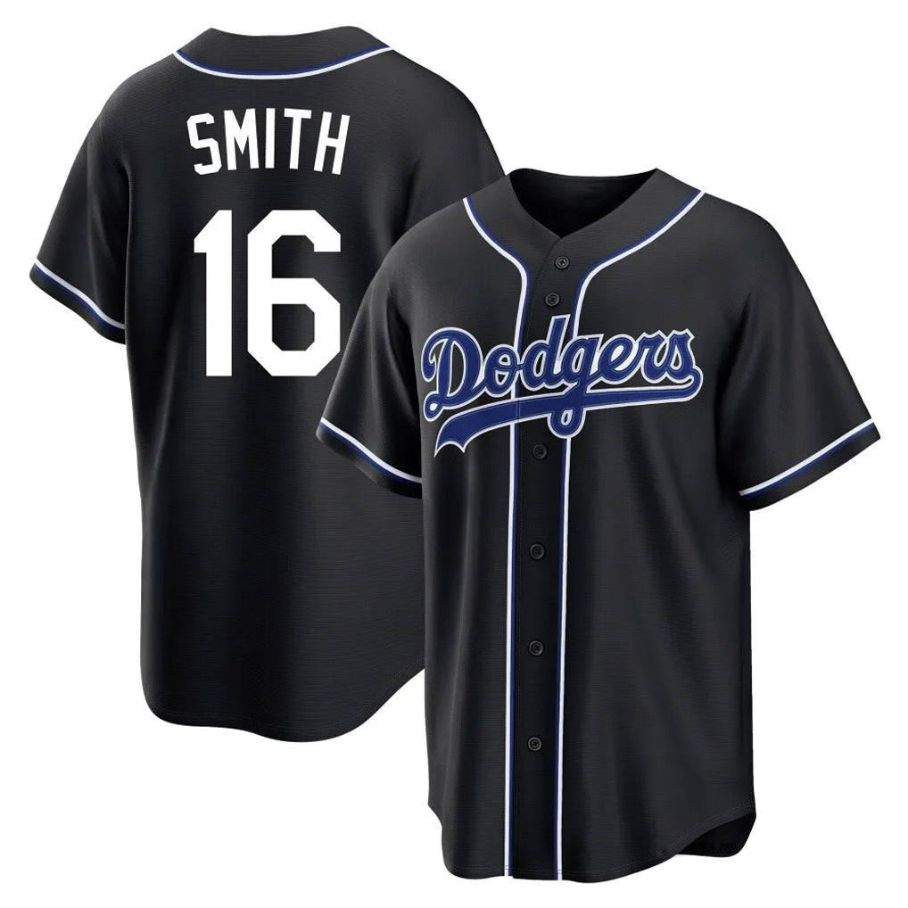 LA.Dodgers #16 Will Smith Player Black Carbon Limited Home Jdoa Stitched Jerseys