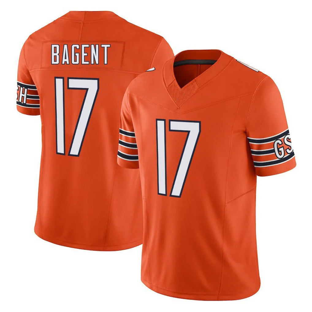 C.Bears #17 Tyson Bagent Player Orange Vapor F.U.S.E. Limited Home Game Jdoa Stitched Jerseys
