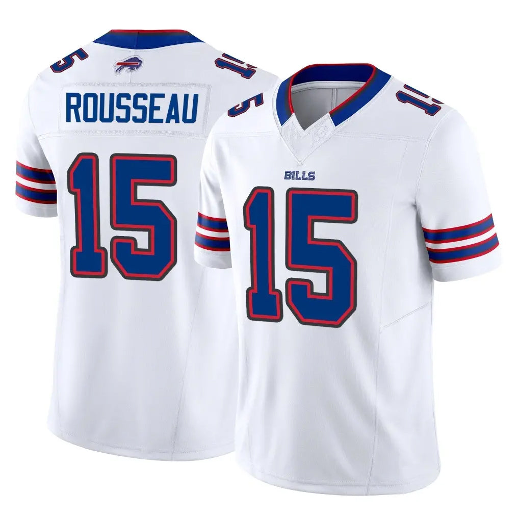 B.Bills #15 Greg Rousseau Player White Vapor F.U.S.E. Jersey Limited Home Game Jdoa Stitched Jerseys