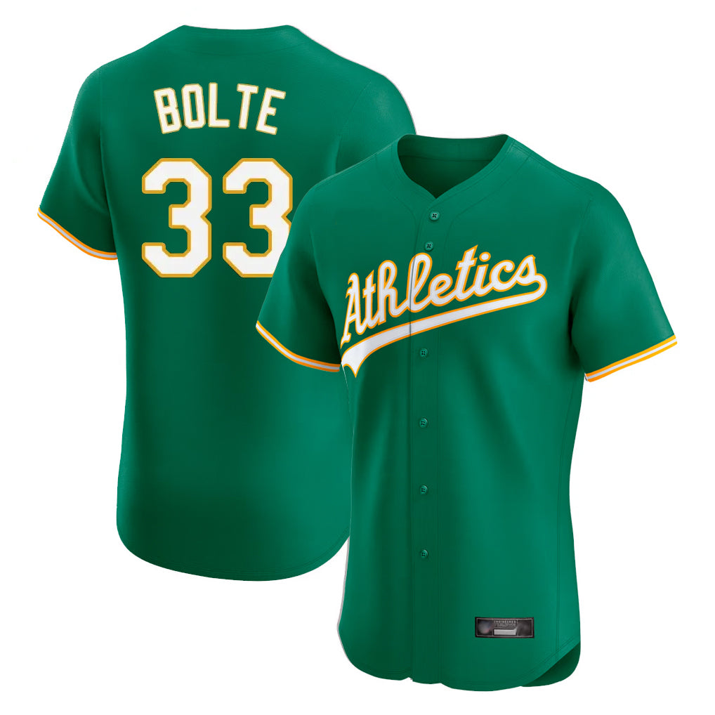 Athletics #33 Henry Bolte Player Kelly Green Limited Elite Home Game Jdoa Stitched Jerseys