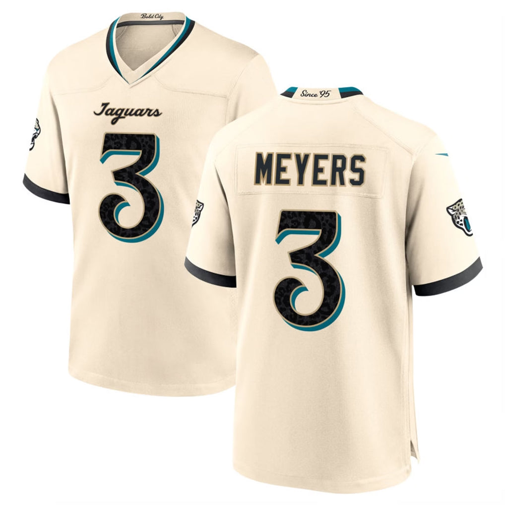 J.Jaguars #3 Jakobi Meyers Player Natural 2026 Rivalries Collection Game Jdoa Stitched Jerseys