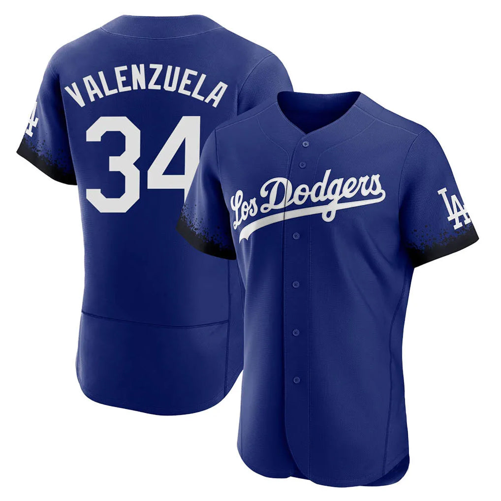 LA.Dodgers #34 Fernando Valenzuela Player Royal City Connect Elite Home Jdoa Stitched Jerseys