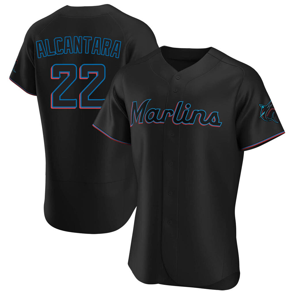 M.Marlins #22 Sandy Alcantara Player Black Home Limited Elite Jdoa Stitched Jerseys