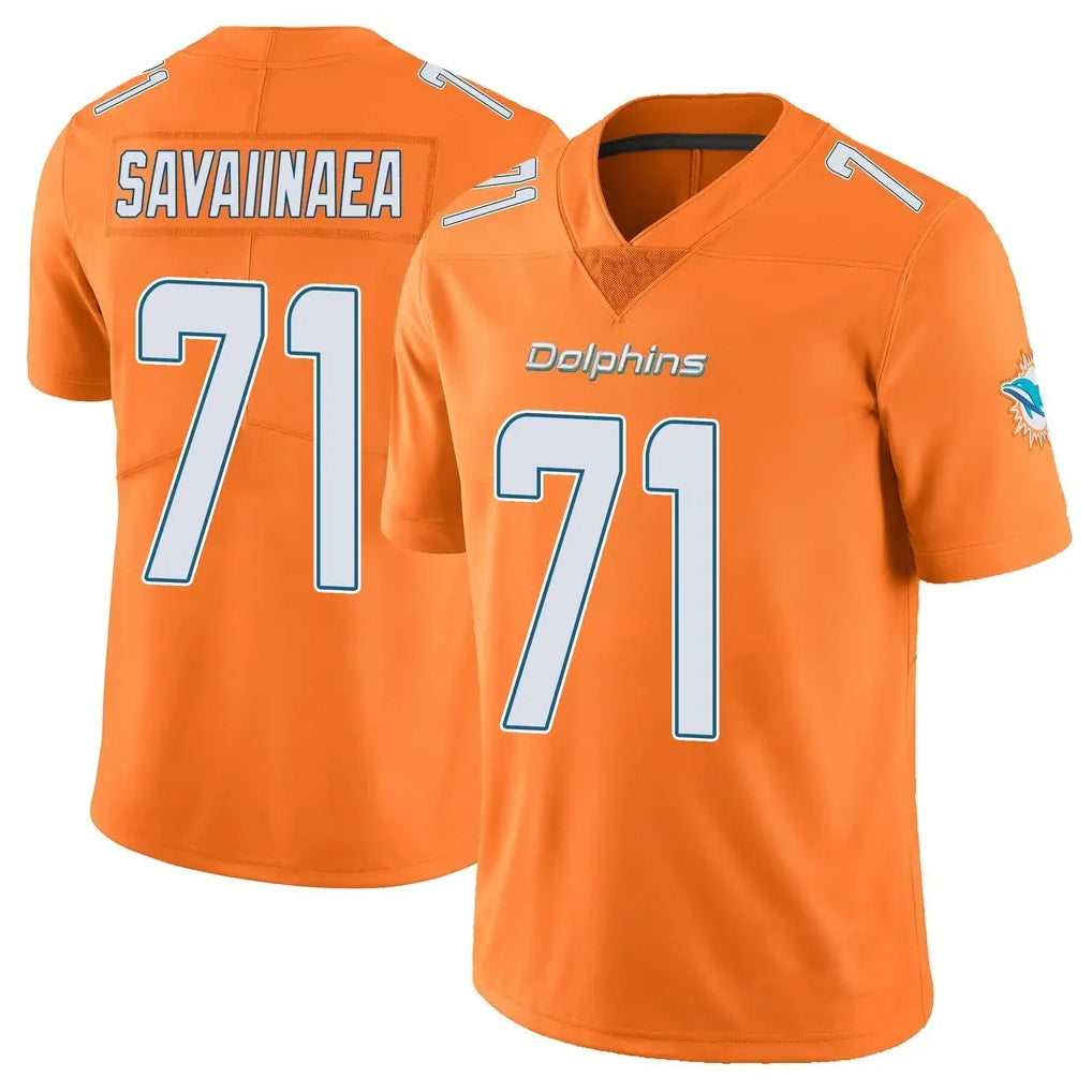 M.Dolphins #71 Jonah Savaiinaea Player Orange Limited Home Game Jdoa Stitched Jerseys