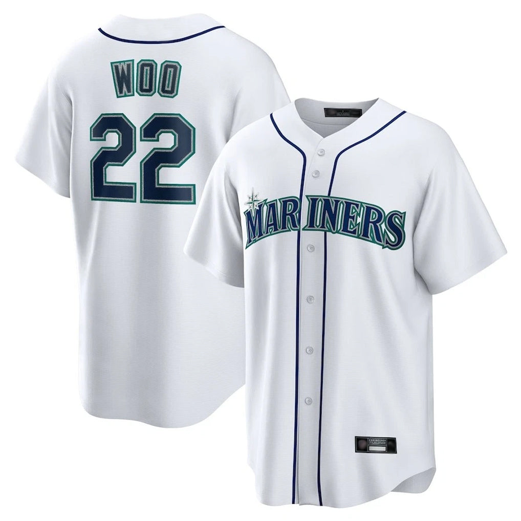 S.Mariners #22 Bryan Woo Player White Home Game Jdoa Stitched Jerseys