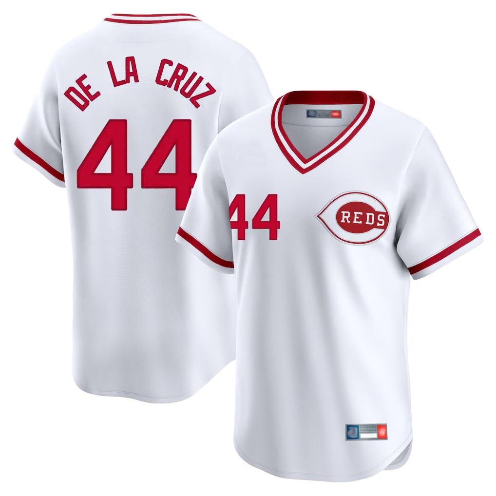 C.Reds #44 Elly De La Cruz Player White Cooperstown Collection Limited T-shirt Home Jdoa Stitched Jerseys