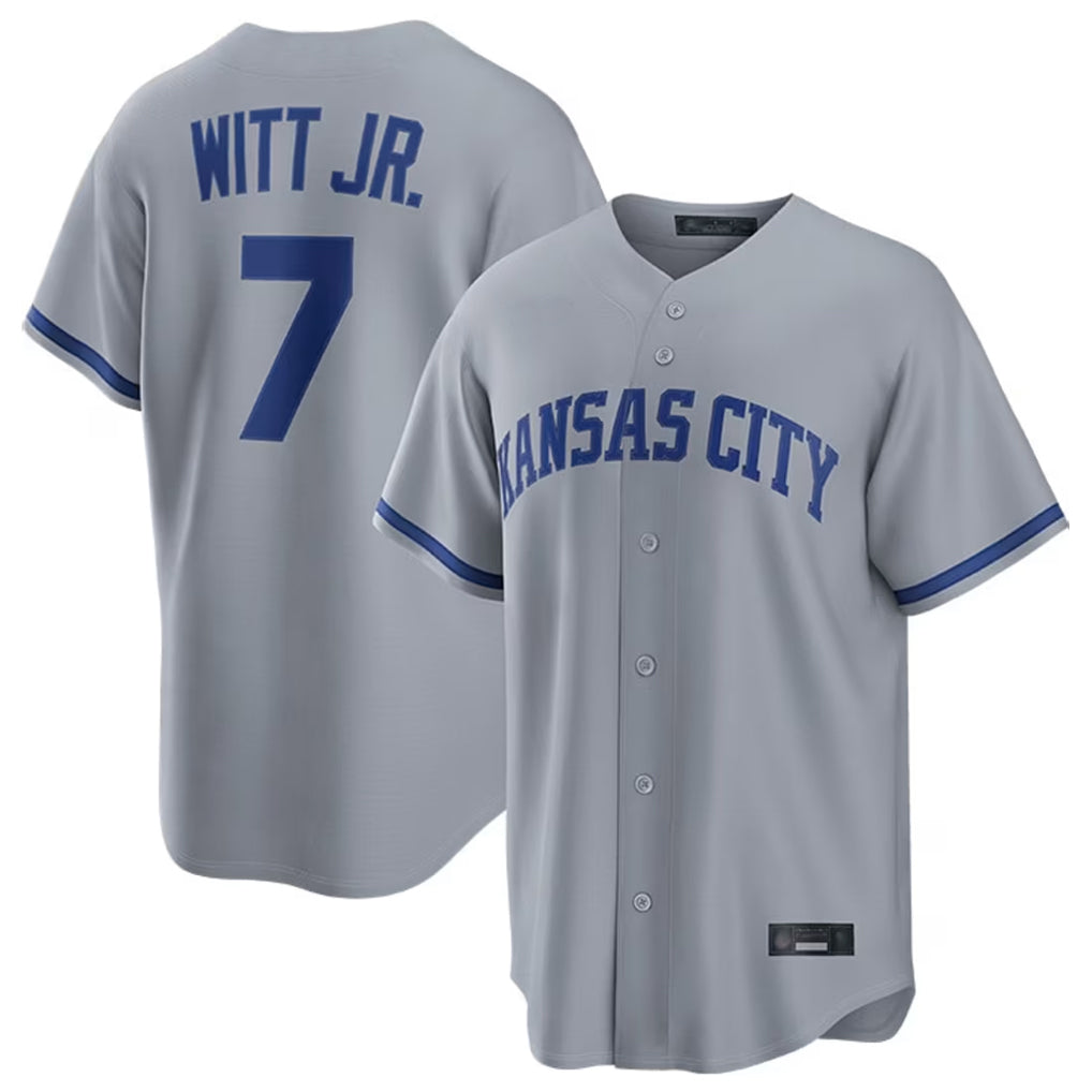 KC.Royals #7 Bobby Witt Jr. Player Grey Road Game Home Jdoa Stitched Jerseys