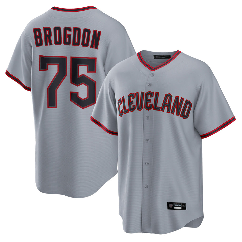 C.Guardians #75 Connor Brogdon Player Gray Home Game Jdoa Stitched Jerseys