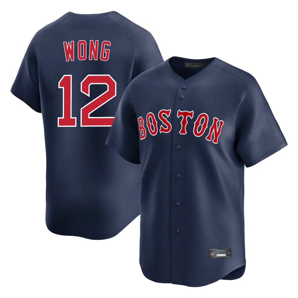 B.Red Sox #12 Connor Wong Player Navy Limited Home Game Jdoa Stitched Jerseys