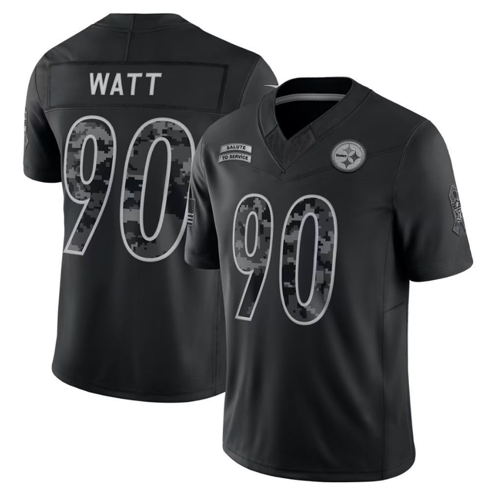 P.Steelers #90 T.J. Watt Player Black Limited 2026 Salute to Service Home Game Xdoa Stitched Jerseys