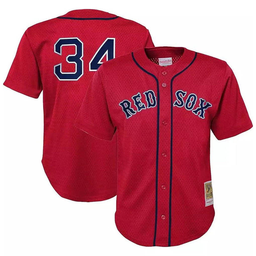 B.Red Sox #34 David Ortiz Player Red Mitchell & Ness Cooperstown Collection Mesh Home Jdoa Stitched Jerseys