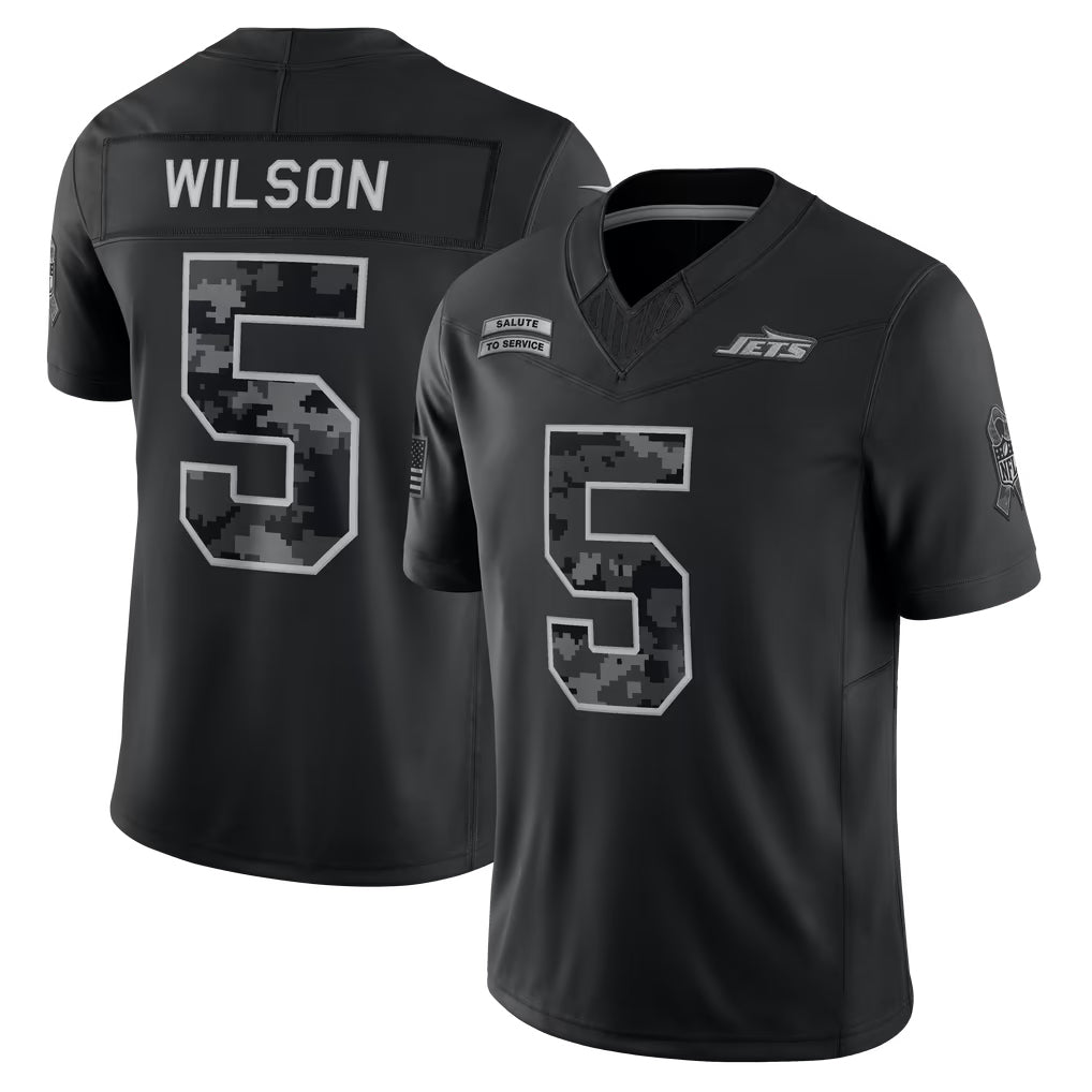 NY.Jets #5 Garrett Wilson Player Black Limited 2026 Salute to Service Home Game Xdoa Stitched Jerseys