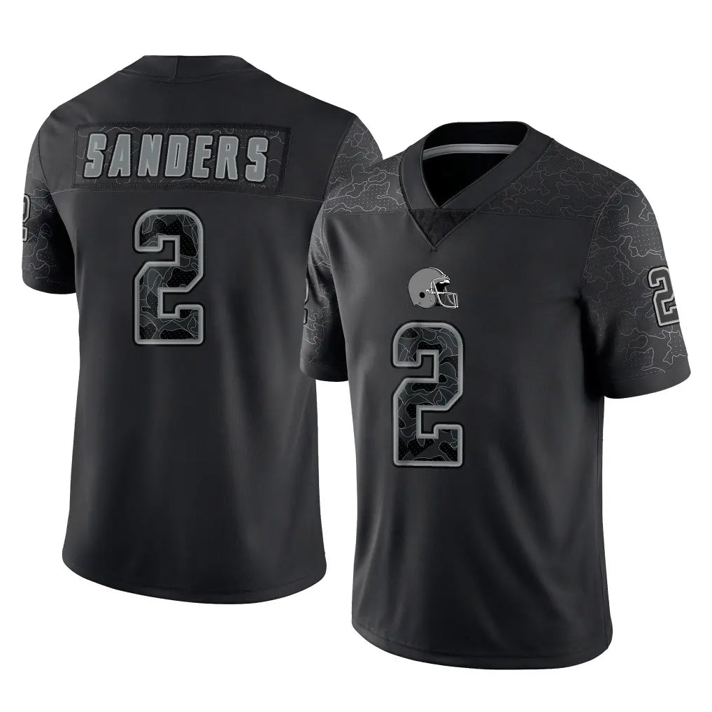 C.Browns #2 Shedeur Sanders Player Black Reflective Home Game Jdoa Stitched Jerseys