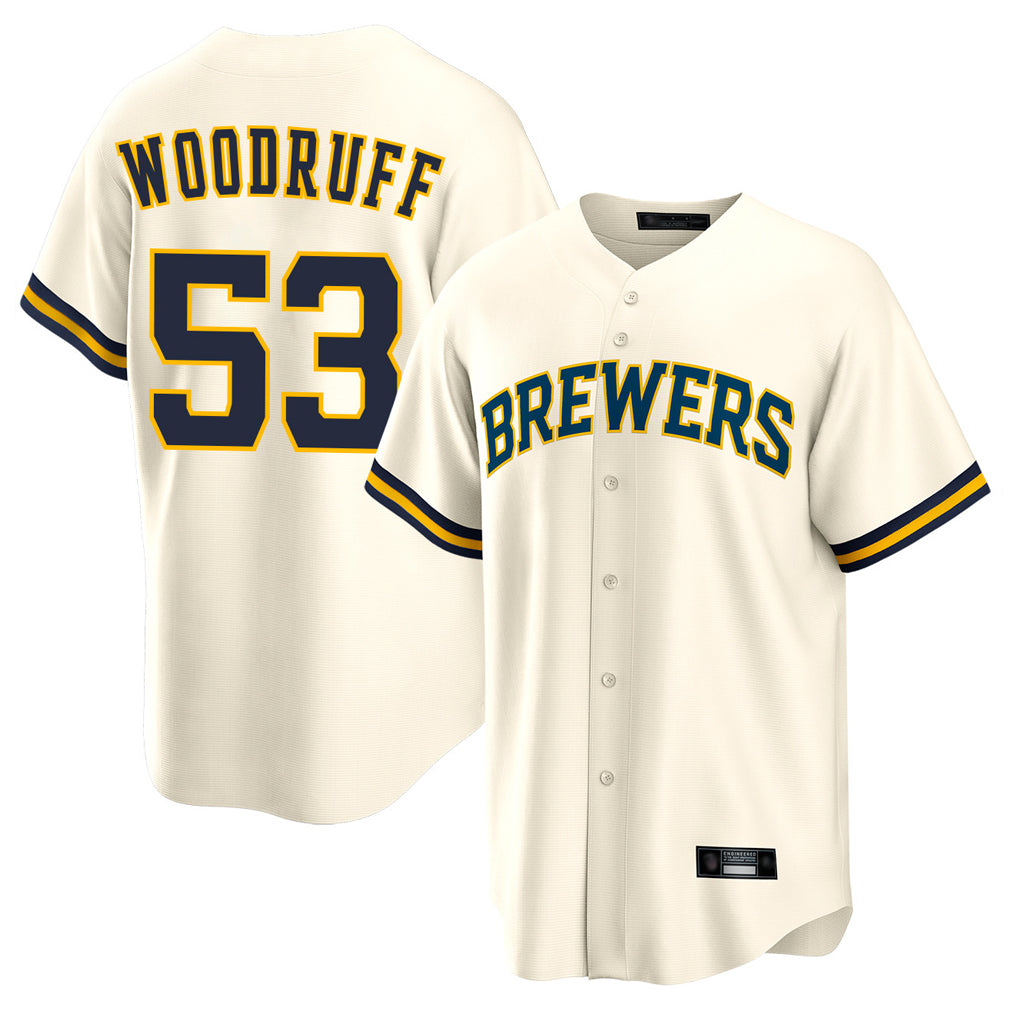 M.Brewers #53 Brandon Woodruff Player Cream Home Game Jdoa Stitched Jerseys
