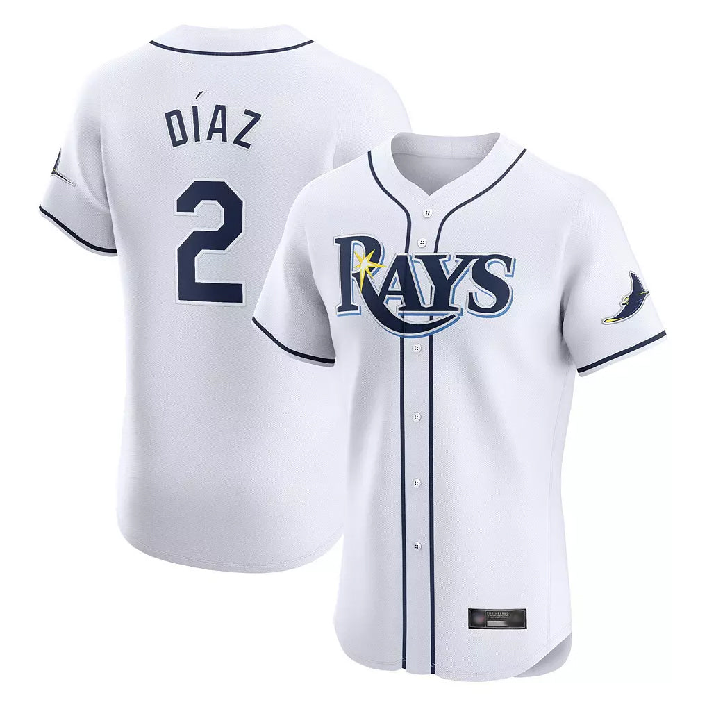 T.Bay Rays #2 Yandy Diaz Player White Home Limited Elite Jdoa Stitched Jerseys