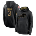 B.Bills #3 Damar Hamlin Player Black Salute to Service Hoodies Jdoa Stitched Jersey