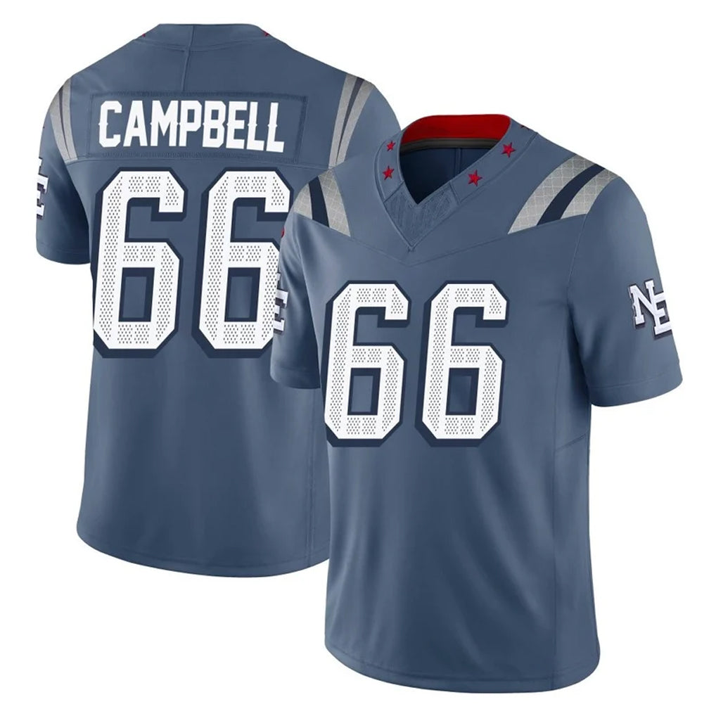 NE.Patriots #66 Will Campbell Player Blue Limited Rivalries Collection Home Game Jdoa Stitched Jerseys
