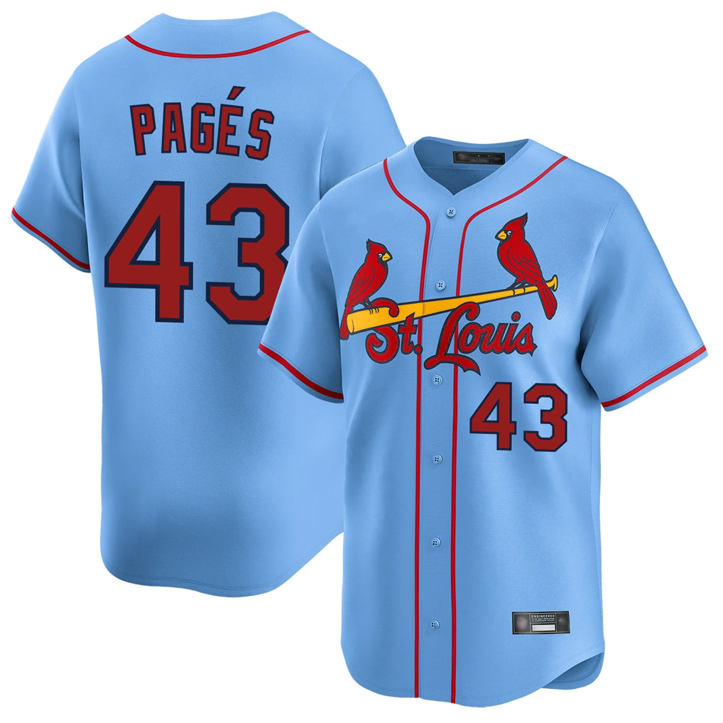 St. Louis Cardinals #43 Pedro Pages Player Light Blue Home Limited Jdoa Stitched Jerseys