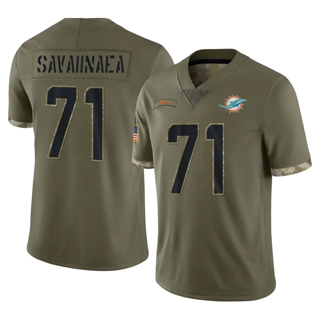 M.Dolphins #71 Jonah Savaiinaea Player Olive Salute To Service Limited Jdoa Stitched Jerseys
