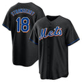 NY.Mets #18 Darryl Strawberry Player Black Replica Home Game Jdoa Stitched Jerseys
