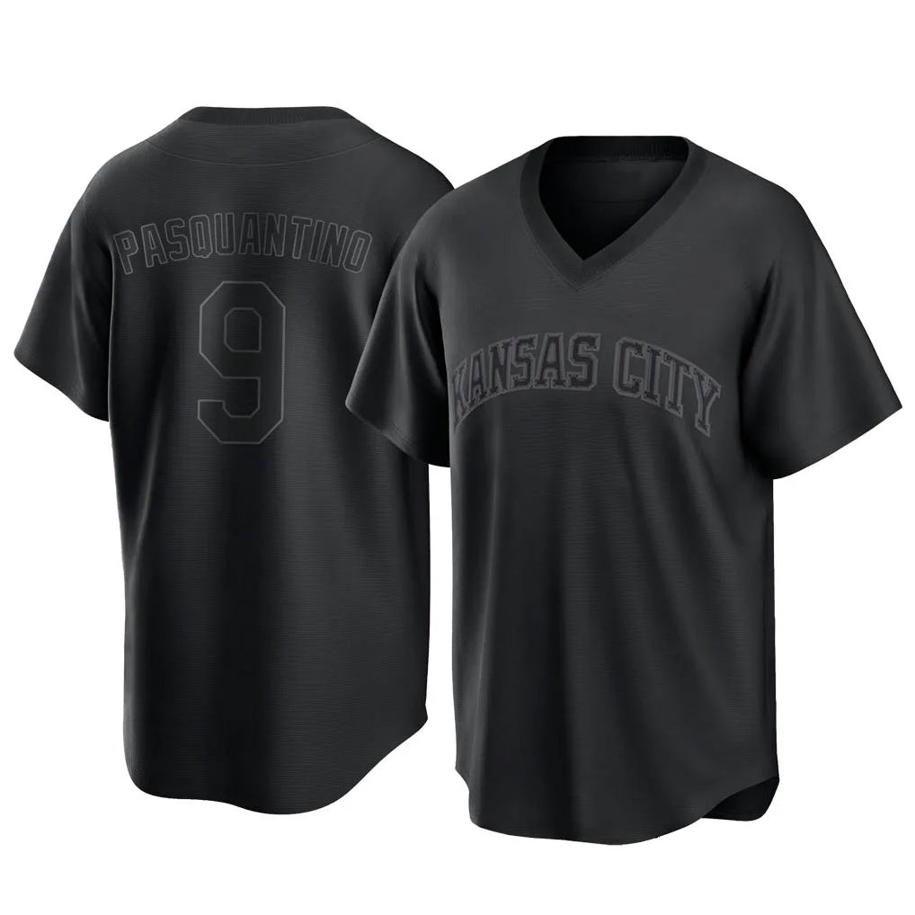 KC.Royals #9 Vinnie Pasquantino Player Black Fashion Game Jdoa Stitched Jerseys