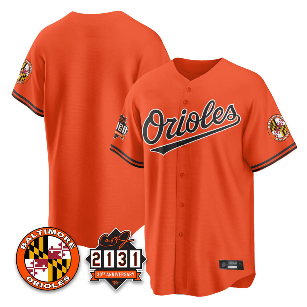B.Orioles ## Orioles Blank Player Orange 30th Anniversary of 2131 Home Game Jdoa Stitched Jerseys