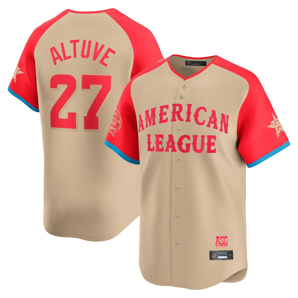 H.Astros #27 Jose Altuve Player Cream American League All-Star Game Limited Jdoa Stitched Jerseys