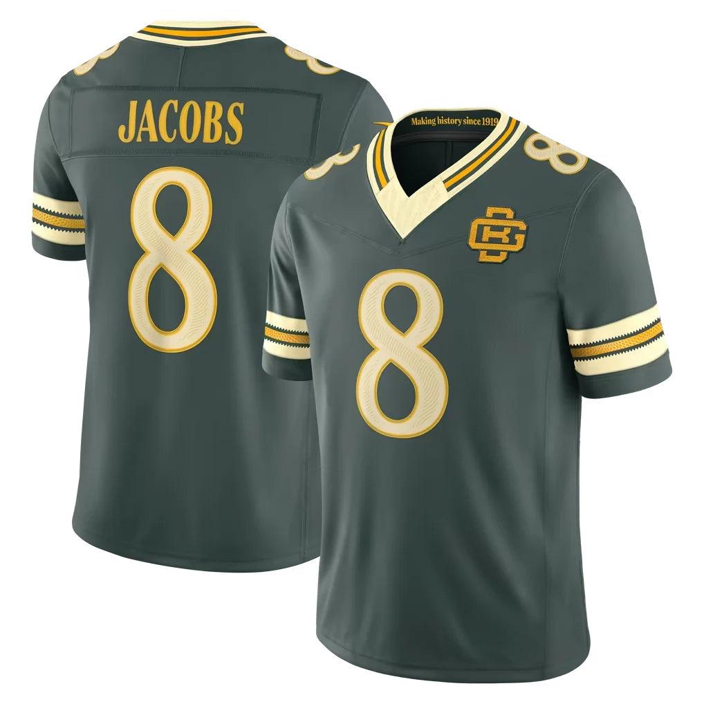 GB.Packers #8 Josh Jacobs Player Green Limited 2026 Rivalries Collection Home Game Jdoa Stitched Jerseys