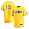 B.Red Sox #12 Connor Wong Player Yellow Limited Home Game Jdoa Stitched Jerseys