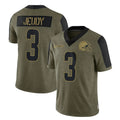 C.Browns #3 Jerry Jeudy Player Olive Salute to Service Limited Home Game Jdoa Stitched Jerseys