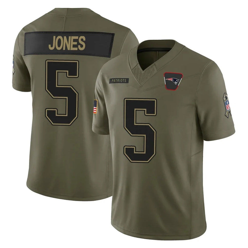 NE.Patriots #5 Dre'Mont Jones Player Olive 2025 Salute To Service Limited Jdoa Stitched Jerseys