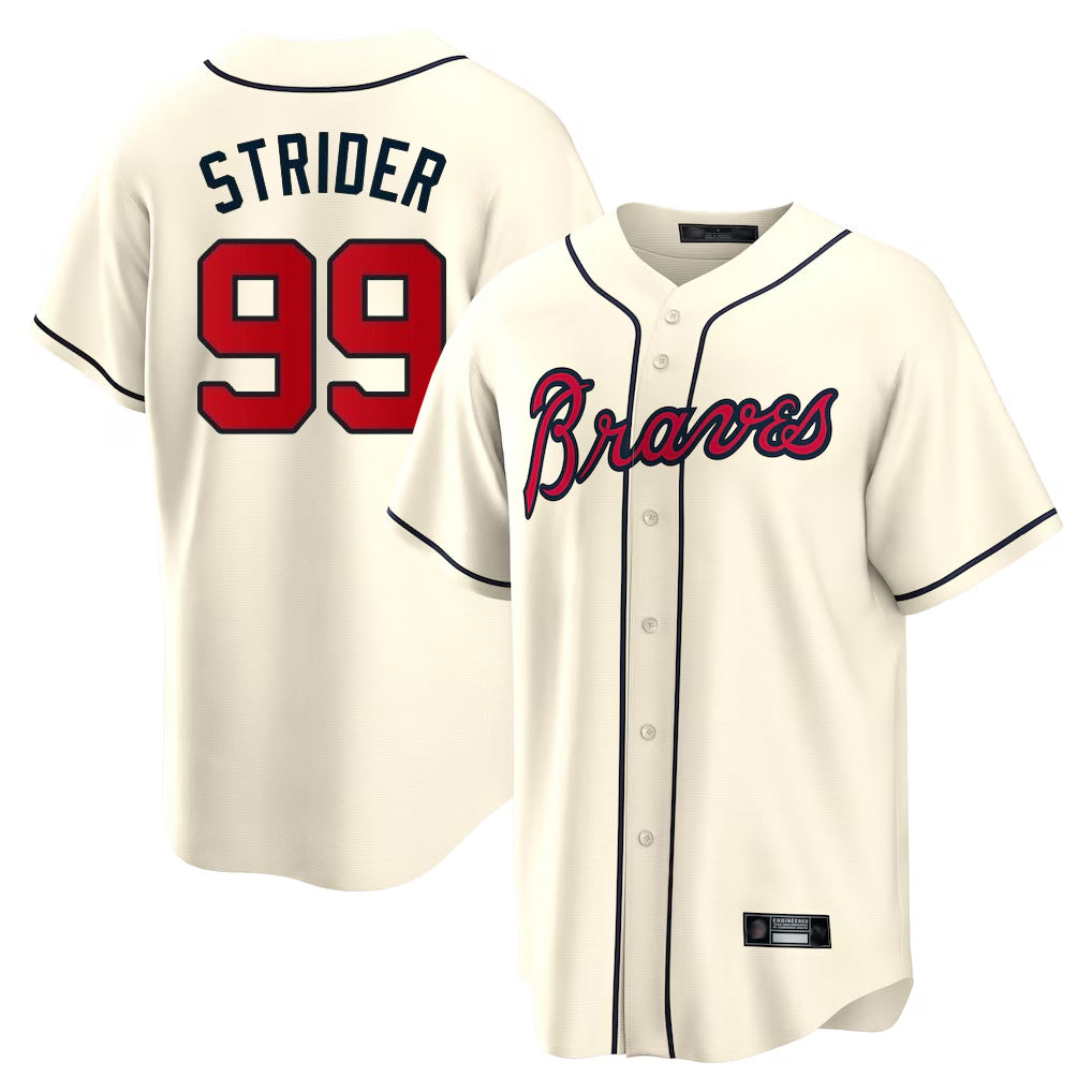 A.Braves #99 Spencer Strider Player Cream Home Game Jdoa Stitched Jerseys