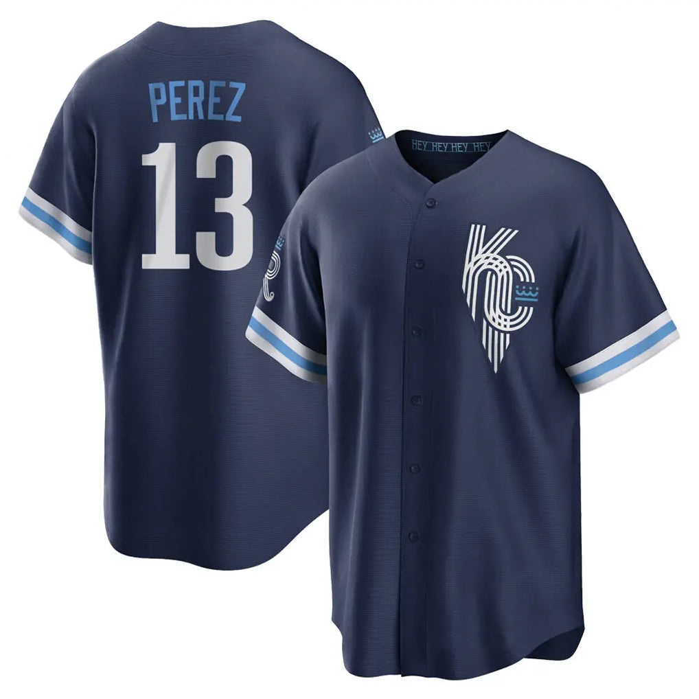 KC.Royals #13 Salvador Perez Player Navy City Connect Home Game Jdoa Stitched Jerseys