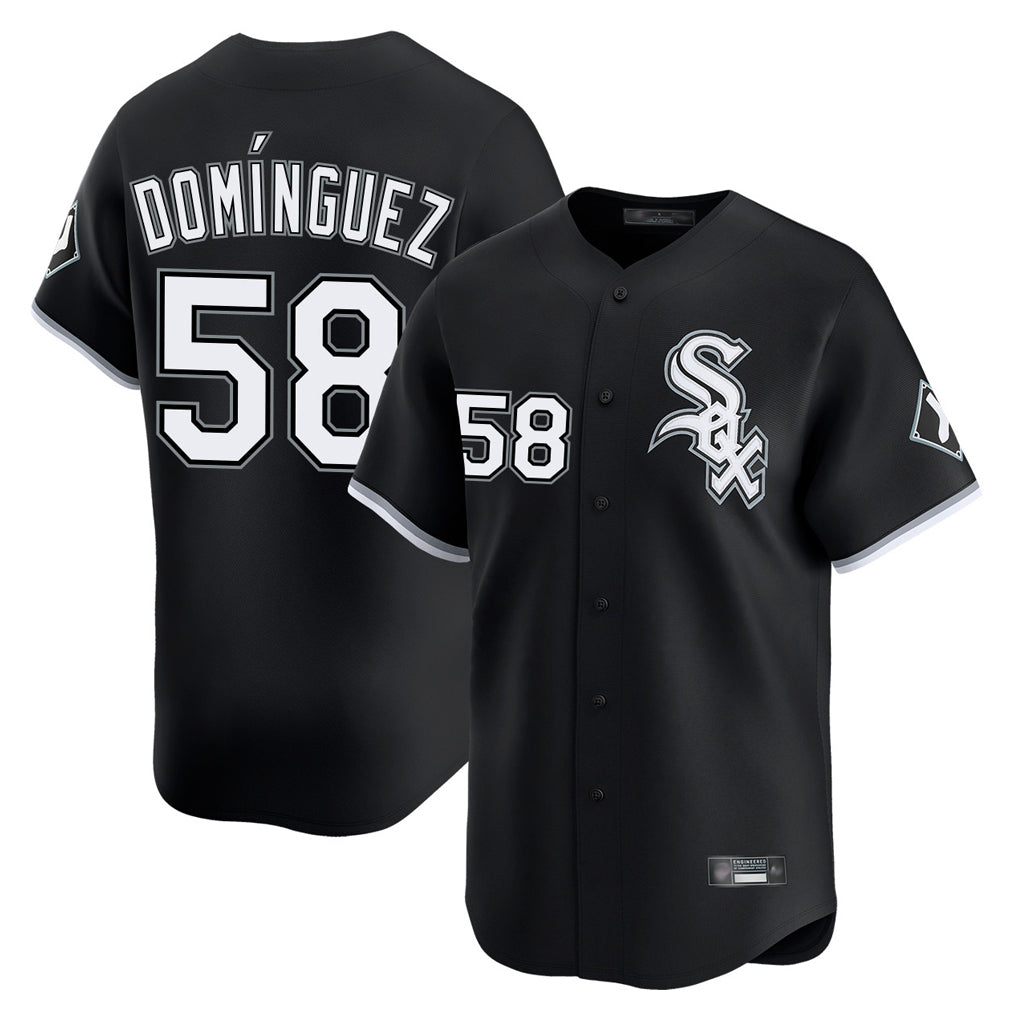 C.White Sox #58 Seranthony Dom¨ªnguez Player Black Limited Home Jdoa Stitched Jerseys