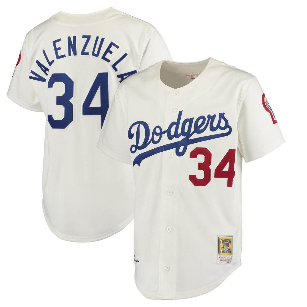 LA.Dodgers #34 Fernando Valenzuela Player Cream Throwback Vapor Limited Jdoa Stitched Jerseys
