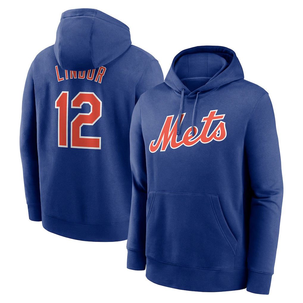 NY.Mets #12 Francisco Lindor Player Royal Club Pullover Hoodie Game Jdoa Stitched Jerseys