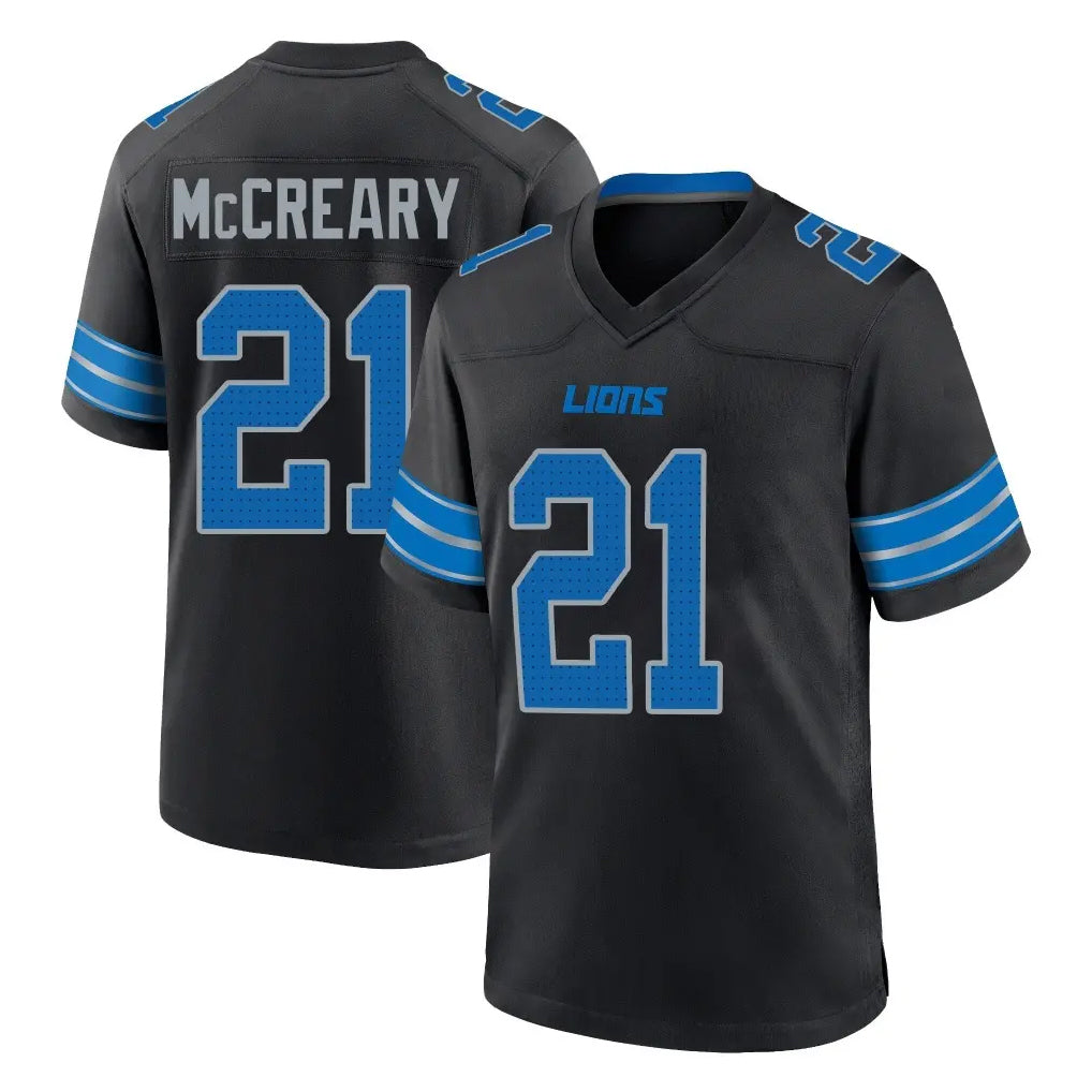 D.Lions #21 Roger McCreary Player Black Alternate Home Game Jdoa Stitched Jerseys