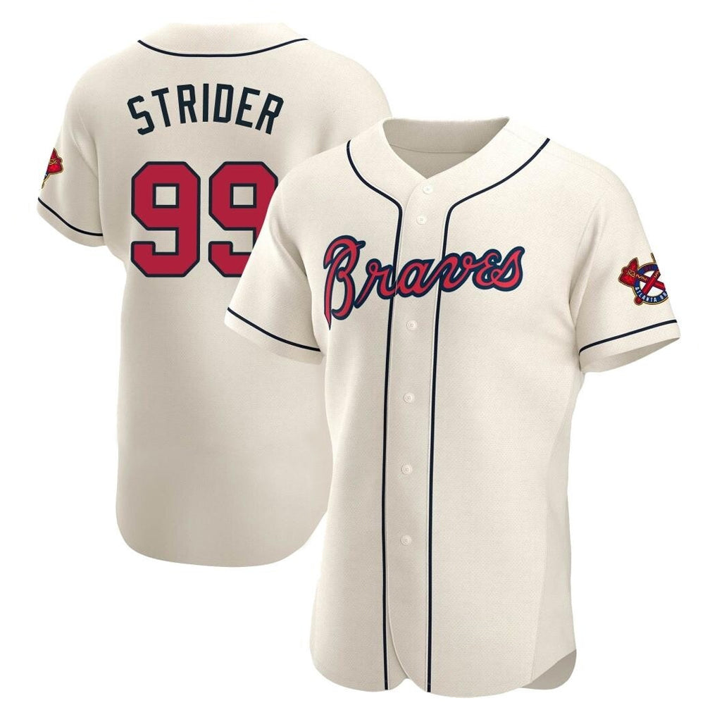 A.Braves #99 Spencer Strider Player Cream Limited Elite Home Game Jdoa Stitched Jerseys