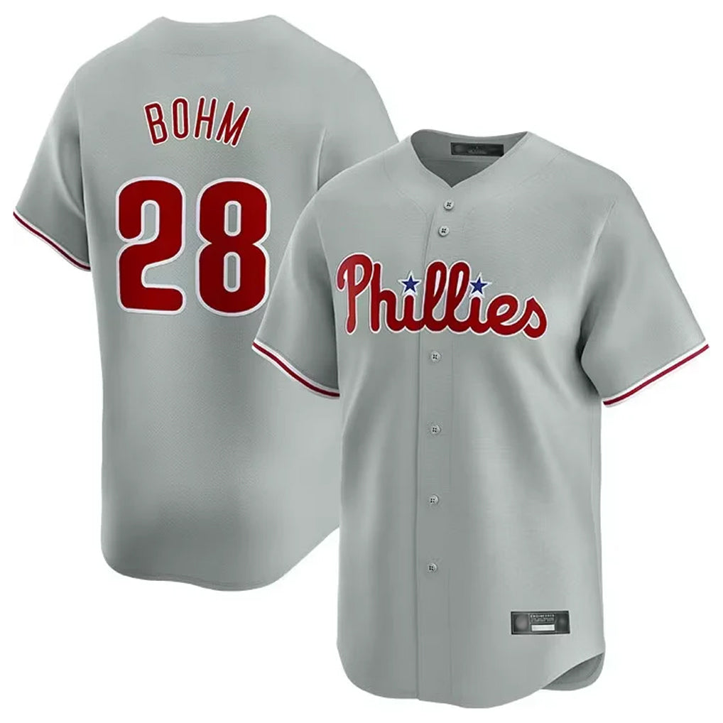 P.Phillies #28 Alec Bohm Player Gray Home Limited Jdoa Stitched Jerseys