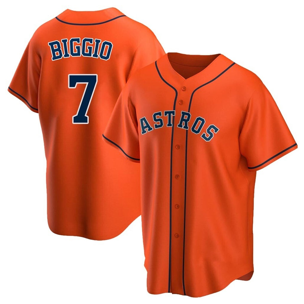 H.Astros #7 Craig Biggio Player Orange Home Game Jdoa Stitched Jerseys