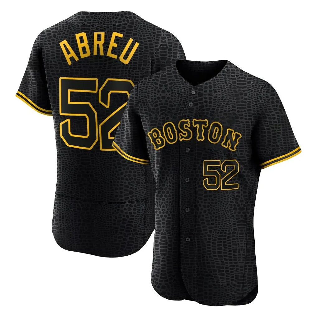B.Red Sox #52 Wilyer Abreu Player Black Snake Skin City Limited Elite Home Jdoa Stitched Jerseys