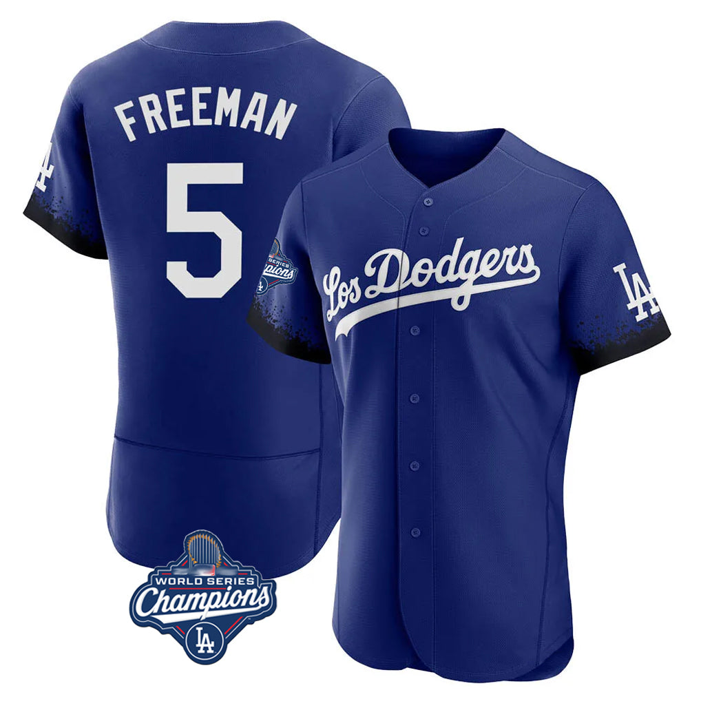 LA.Dodgers #5 Freddie Freeman Player Royal World Series Meet City Connect Elite Home Jdoa Stitched Jerseys