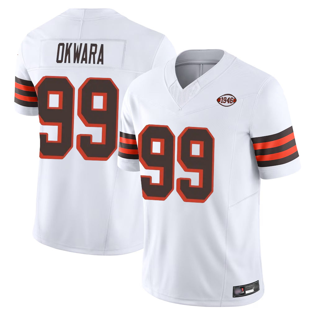 C.Browns #99 Julian Okwara Player White Limited Vapor F.U.S.E. Alternate Game Jdoa Stitched Jerseys