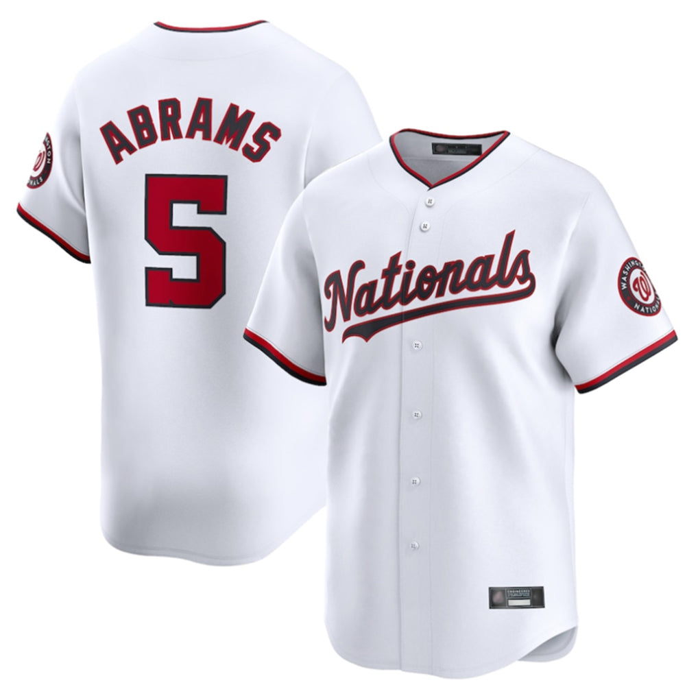 W.Nationals #5 CJ Abrams Player White Home Limited Jdoa Stitched Jerseys