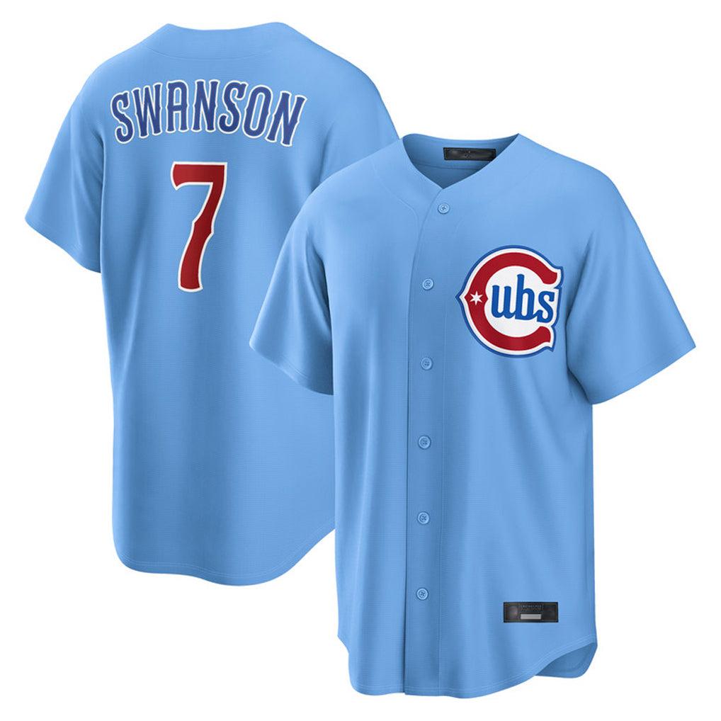 C.Cubs #7 Dansby Swanson Player Light Blue Home Game Jdoa Stitched Jerseys