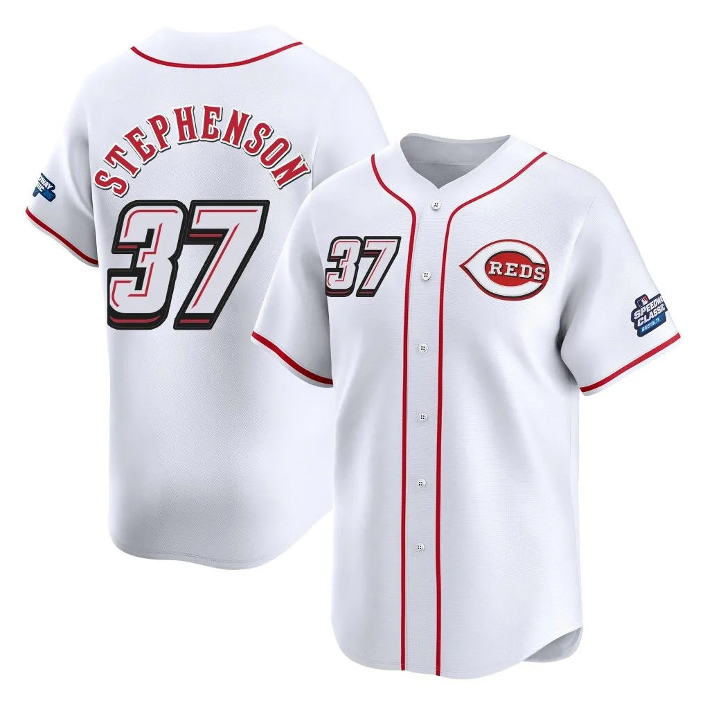 C.Reds #37 Tyler Stephenson Player White Speedway Classic Home Limited Jdoa Stitched Jerseys