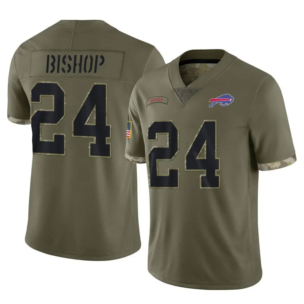 B.Bills #24 Cole Bishop Player Olive Salute To Service Game Jdoa Stitched Jerseys