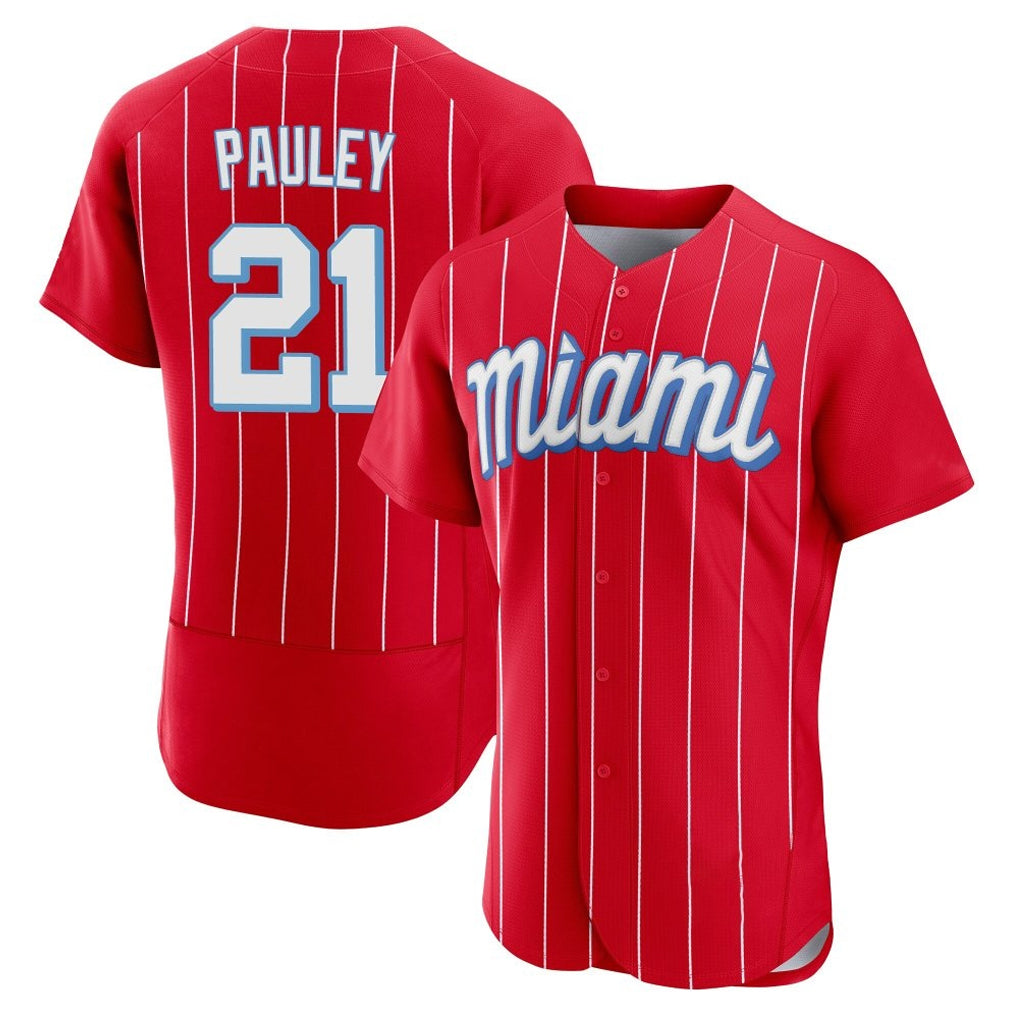 M.Marlins #21 Graham Pauley Player Red City Connect Home Limited Elite Jdoa Stitched Jerseys