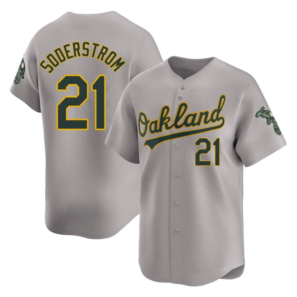 Athletics #21 Tyler Soderstrom Player Gray Road Limited Home Game Jdoa Stitched Jerseys