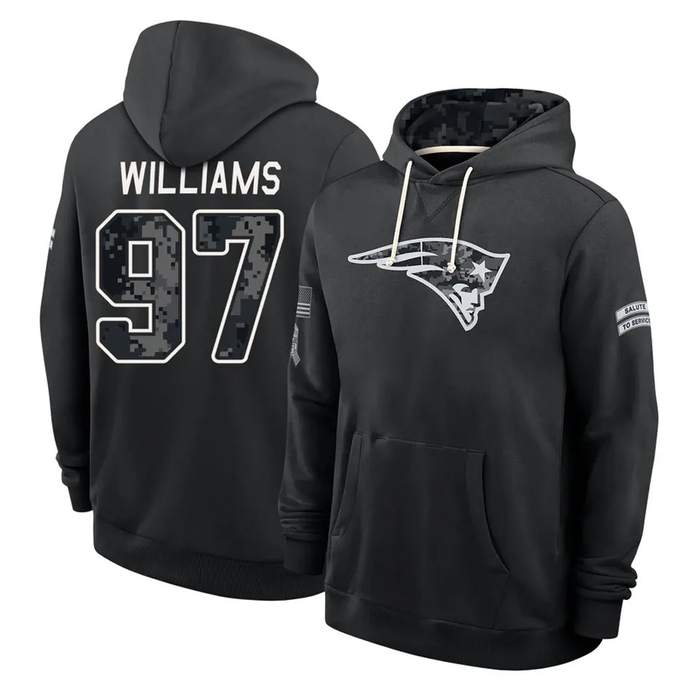 NE.Patriots #97 Milton Williams Player 2026 Black Logo Pullover Hoodies Limited Game Jdoa Stitched Jerseys